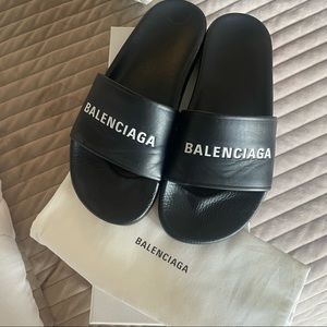 Balenciaga Black Logo Slides